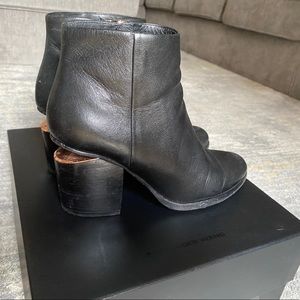 Alexander Wang black leather Gabi booties rose gold details size 7.5